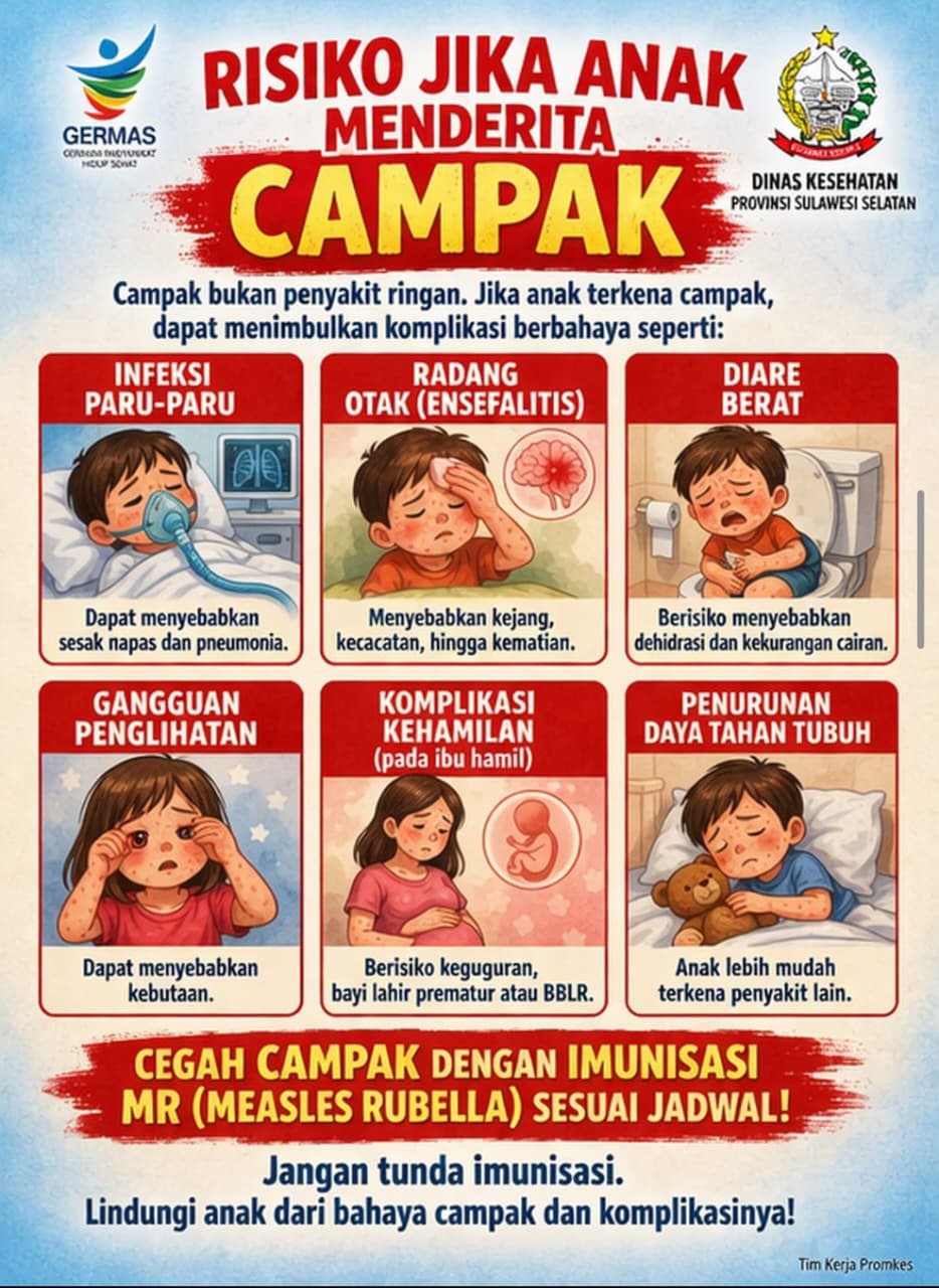 Dinkes Kabupaten Gowa Ingatkan Bahaya Campak pada Anak: Bisa Picu Komplikasi Serius hingga Kematian